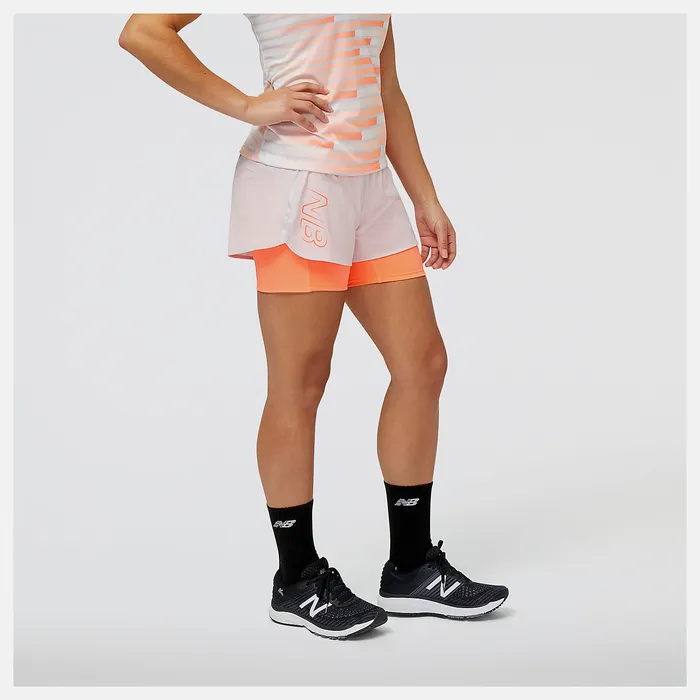 New Balance United Airlines NYC Half Printed Impact Run 2in1 Short STONE PINK Women Shorts New Balance United Airlines NYC Half Printed Impact Run 2in1 Short STONE PINK Women Shorts