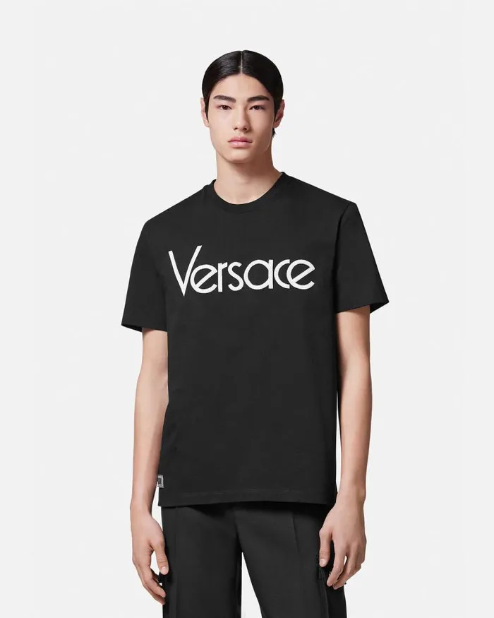 1978 ReEdition Logo TShirt Black Men Versace TShirts and Polos
