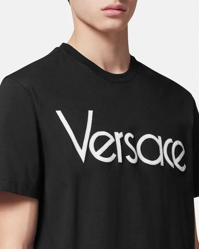 1978 ReEdition Logo TShirt Black Men Versace TShirts and Polos
