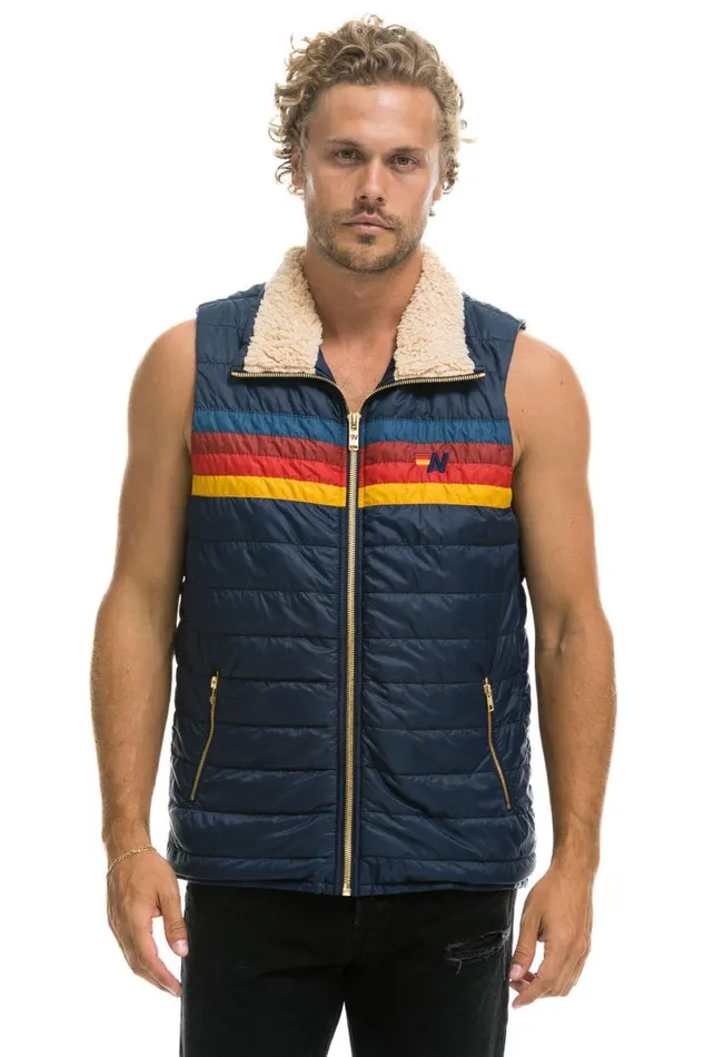 4 Stripe Vest Sherpa 8211 Navy Men Aviator Nation Vests