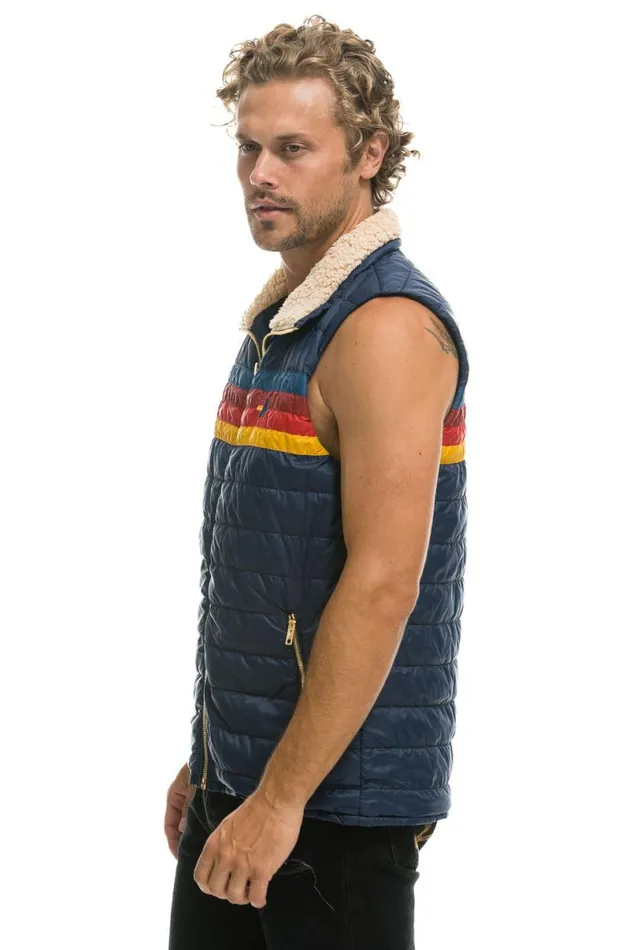 4 Stripe Vest Sherpa 8211 Navy Men Aviator Nation Vests