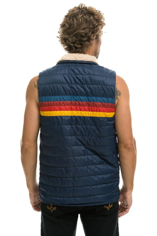 4 Stripe Vest Sherpa 8211 Navy Men Aviator Nation Vests