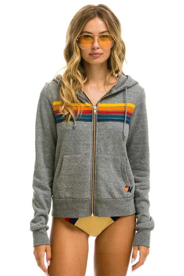 5 Stripe Hoodie 8211 Heather Grey WomenMen Aviator Nation Hoodies