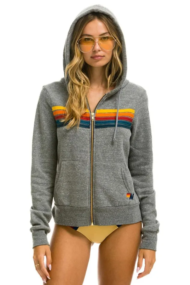 5 Stripe Hoodie 8211 Heather Grey WomenMen Aviator Nation Hoodies