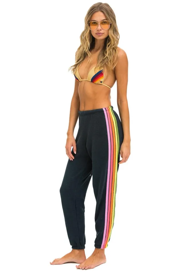 5 Stripe Sweatpants 8211 Charcoal Pink Green Women Aviator Nation Sweatpants
