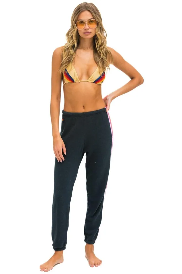 5 Stripe Sweatpants 8211 Charcoal Pink Green Women Aviator Nation Sweatpants