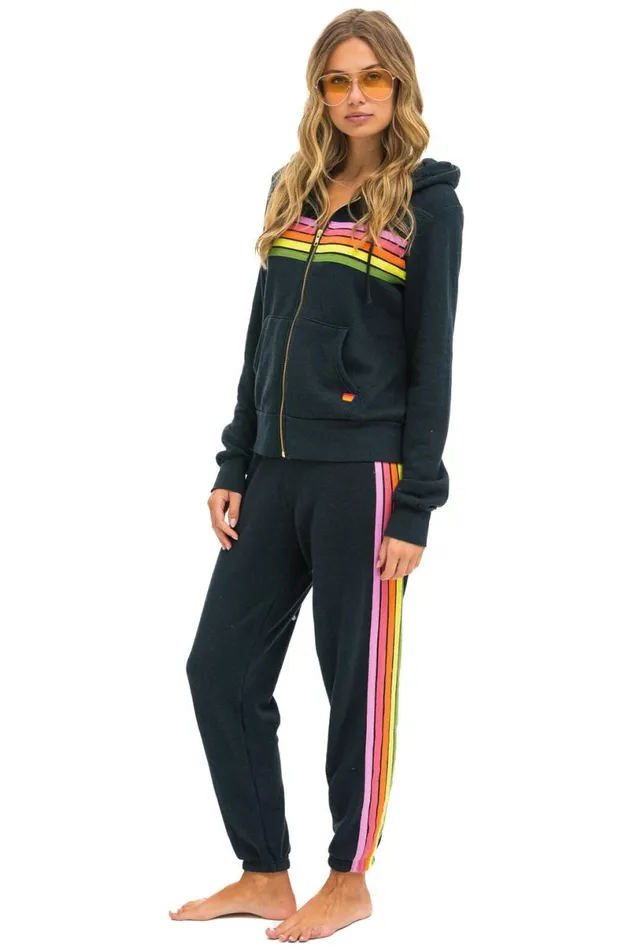 5 Stripe Sweatpants 8211 Charcoal Pink Green Women Aviator Nation Sweatpants