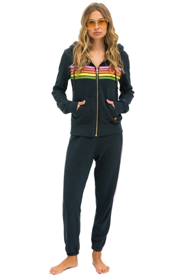 5 Stripe Sweatpants 8211 Charcoal Pink Green Women Aviator Nation Sweatpants