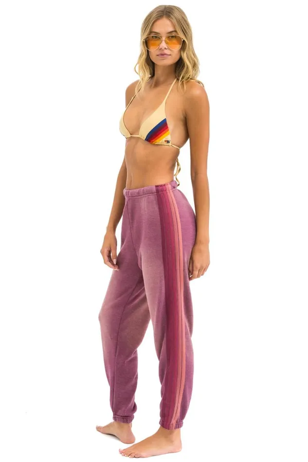 5 Stripe Sweatpants 8211 Faded Berry Women Aviator Nation Sweatpants