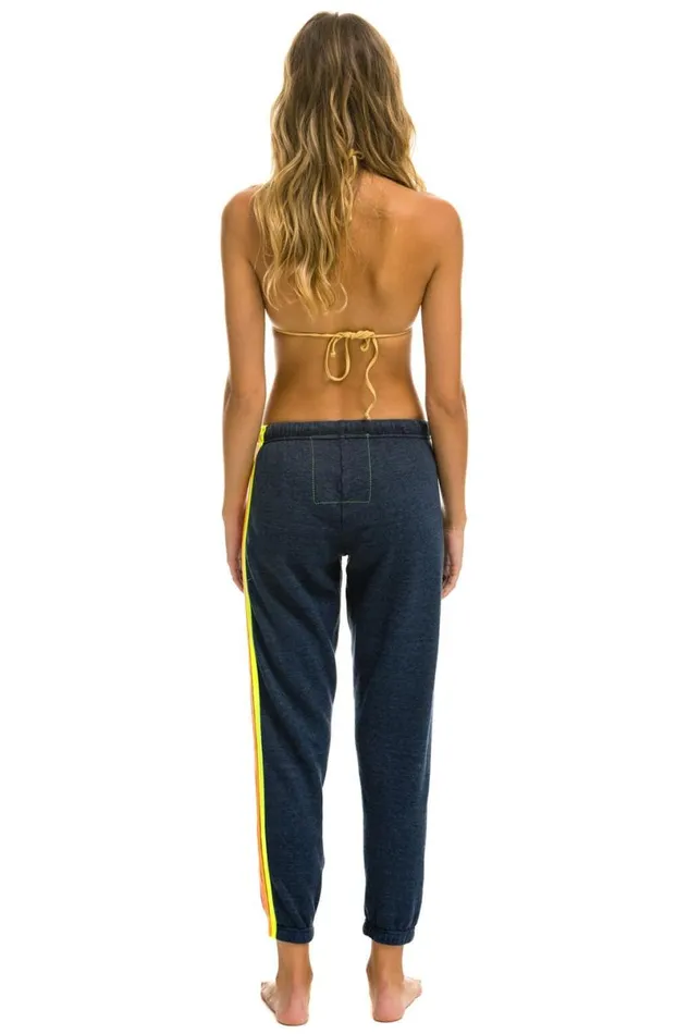 5 Stripe Sweatpants 8211 Heather Navy Neon Rainbow Women Aviator Nation Sweatpants