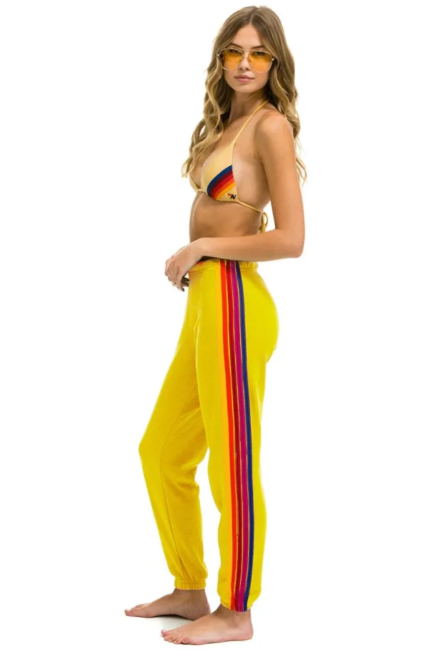 5 Stripe Sweatpants 8211 Lemon Yellow Purple Women Aviator Nation Sweatpants