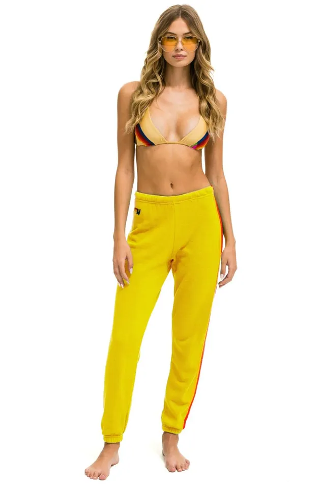5 Stripe Sweatpants 8211 Lemon Yellow Purple Women Aviator Nation Sweatpants