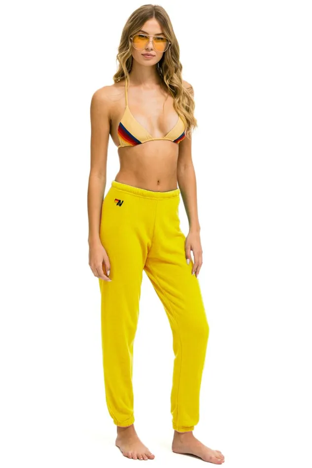 5 Stripe Sweatpants 8211 Lemon Yellow Purple Women Aviator Nation Sweatpants