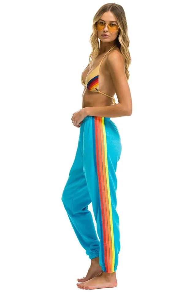 5 Stripe Sweatpants 8211 Neon Blue Neon Rainbow Women Aviator Nation Sweatpants