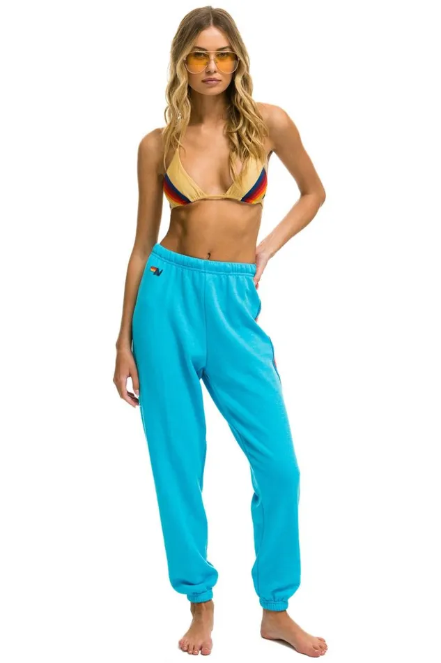 5 Stripe Sweatpants 8211 Neon Blue Neon Rainbow Women Aviator Nation Sweatpants