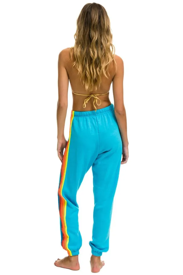 5 Stripe Sweatpants 8211 Neon Blue Neon Rainbow Women Aviator Nation Sweatpants