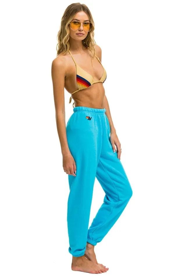 5 Stripe Sweatpants 8211 Neon Blue Neon Rainbow Women Aviator Nation Sweatpants
