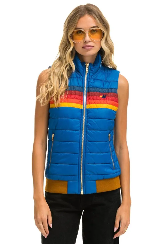 5 Stripe Vest 8211 Snorkel Blue Women Aviator Nation Vests