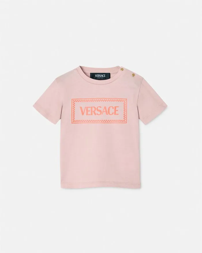 90s Vintage Logo Baby TShirt Light Pink Children Versace Clothing