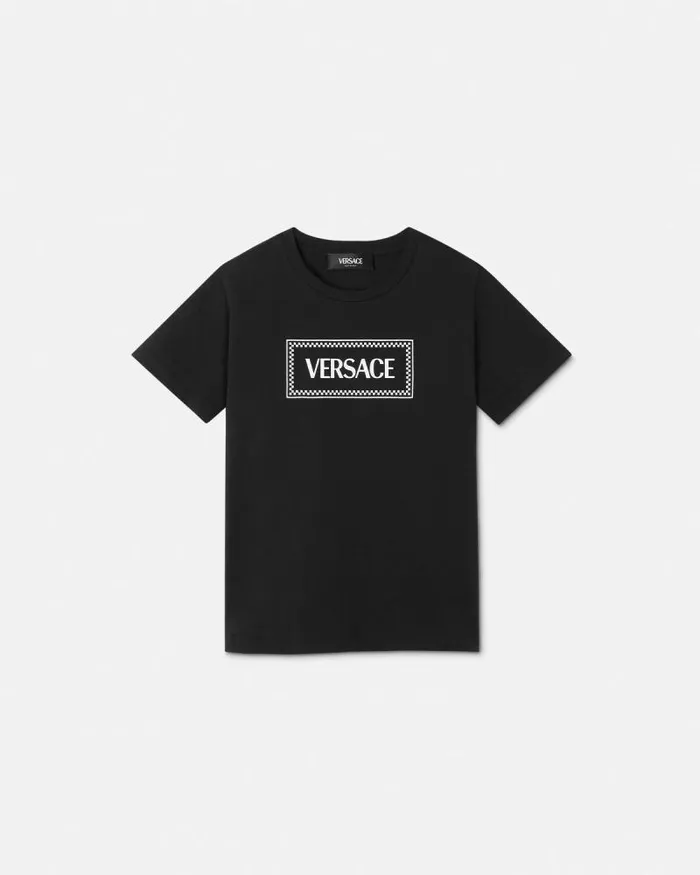 90s Vintage Logo Kids TShirt Black Children Versace Clothing