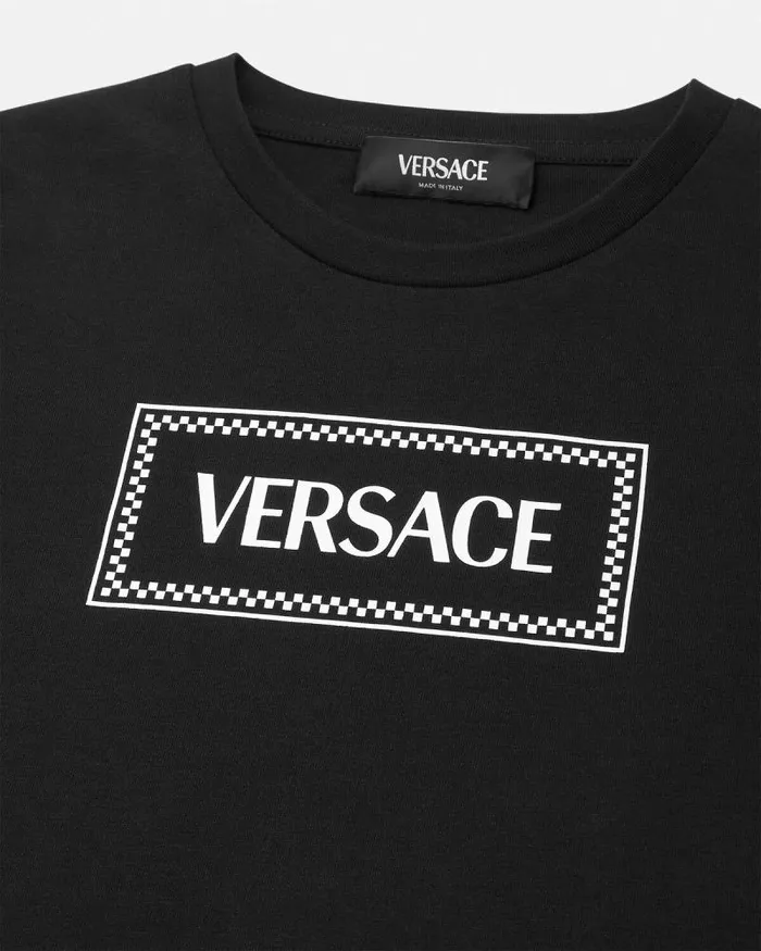 90s Vintage Logo Kids TShirt Black Children Versace Clothing