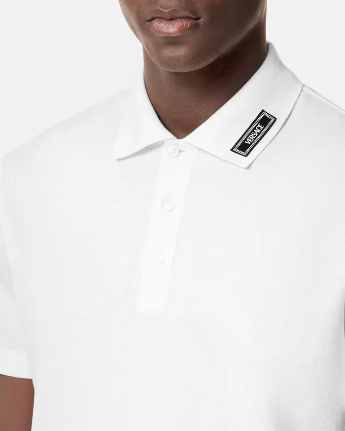 90s Vintage Logo Polo Shirt White Men Versace TShirts and Polos