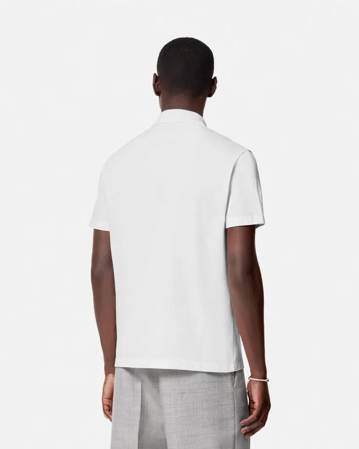 90s Vintage Logo Polo Shirt White Men Versace TShirts and Polos