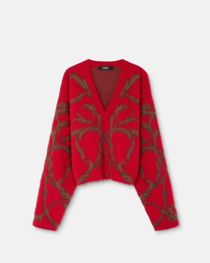Acanthus Leaves MohairBlend Sweater Red Men Versace Knitwear