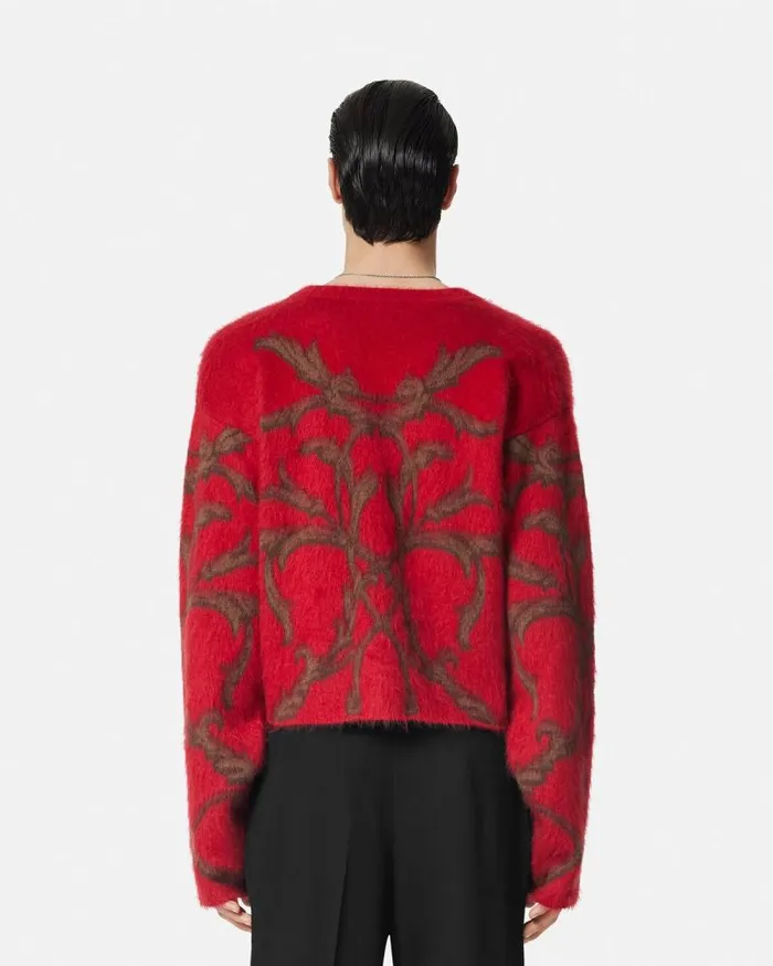 Acanthus Leaves MohairBlend Sweater Red Men Versace Knitwear