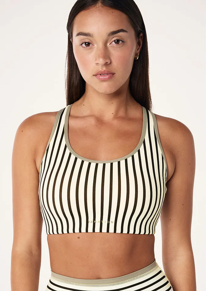 Activewear PE Nation Women STELLAR SPORTS BRA IN WHISPER WHITE STRIPE