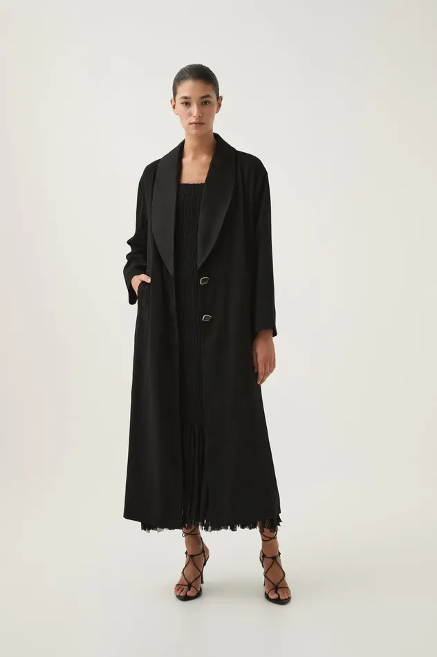 Aje Blazers Jackets and Coats Kara Long Line Crepe Coat Black 8211 Women