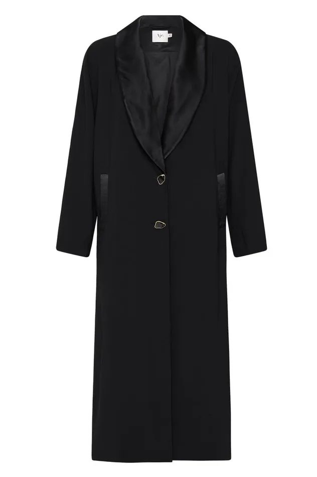 Aje Blazers Jackets and Coats Kara Long Line Crepe Coat Black 8211 Women Aje Blazers Jackets and Coats Kara Long Line Crepe Coat Black 8211 Women