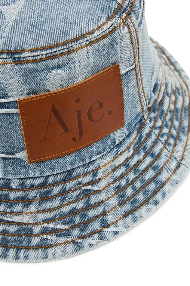 Aje Denim Nostalgia Denim Bucket Hat Coastal Logo Wash 8211 Women Aje Denim Nostalgia Denim Bucket Hat Coastal Logo Wash 8211 Women