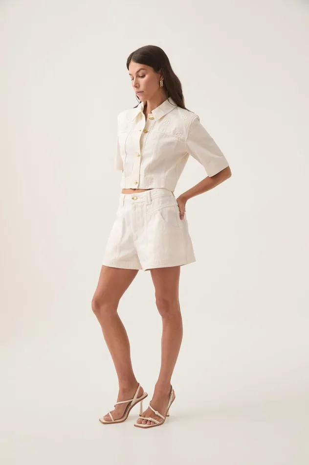 Aje Denim Ren Belmond Denim Short White 8211 Women