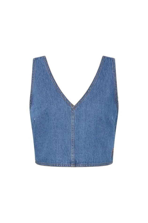 Aje Denim Sunray Crop Top Blue Wash 8211 Women Aje Denim Sunray Crop Top Blue Wash 8211 Women