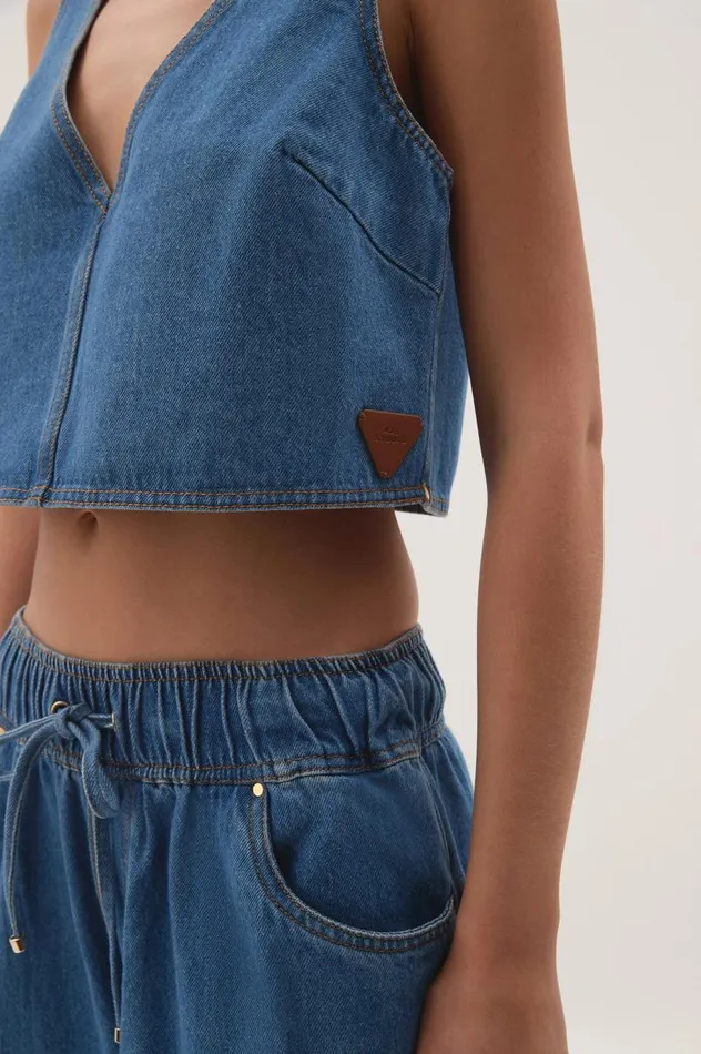 Aje Denim Sunray Crop Top Blue Wash 8211 Women Aje Denim Sunray Crop Top Blue Wash 8211 Women