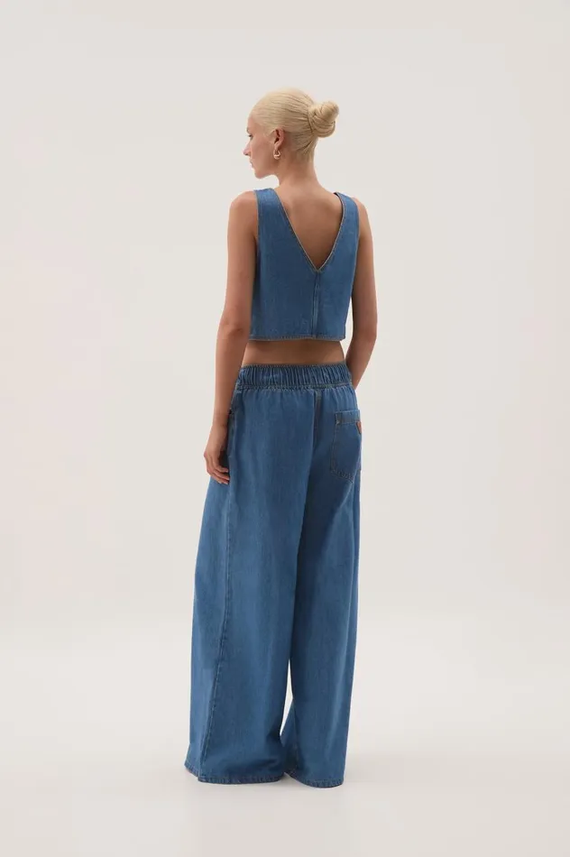 Aje Denim Sunray Crop Top Blue Wash 8211 Women Aje Denim Sunray Crop Top Blue Wash 8211 Women