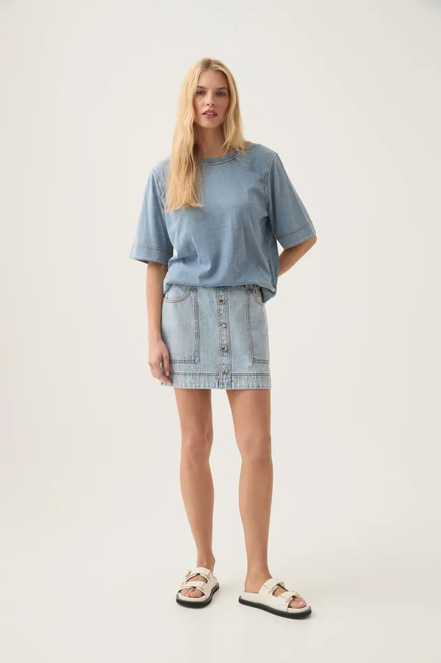 Aje Denim Surreal Denim Overdye Tee Classic Wash 8211 Women Aje Denim Surreal Denim Overdye Tee Classic Wash 8211 Women