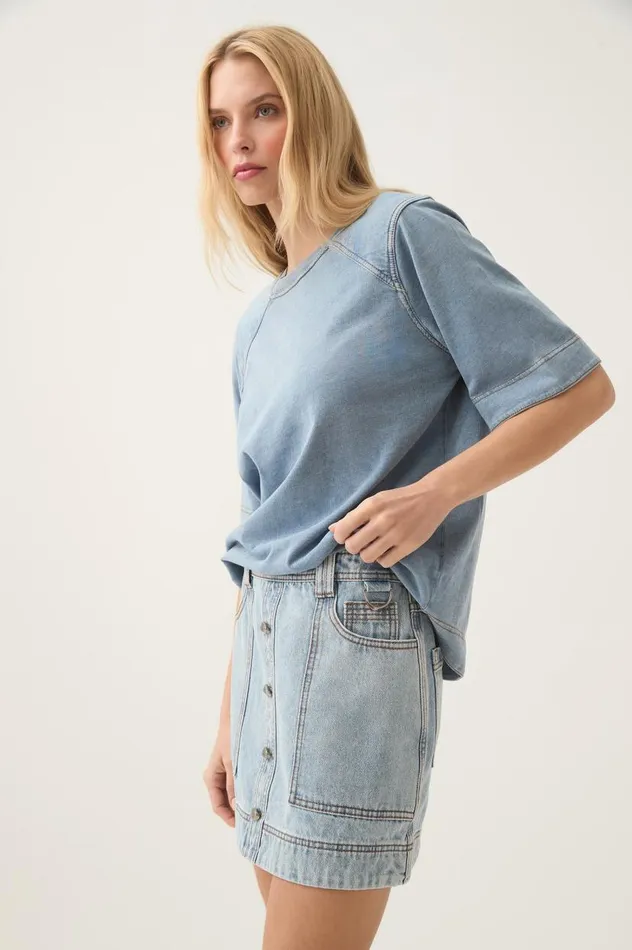 Aje Denim Surreal Denim Overdye Tee Classic Wash 8211 Women Aje Denim Surreal Denim Overdye Tee Classic Wash 8211 Women