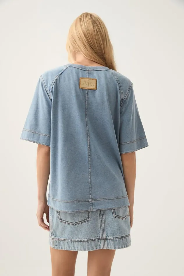 Aje Denim Surreal Denim Overdye Tee Classic Wash 8211 Women Aje Denim Surreal Denim Overdye Tee Classic Wash 8211 Women