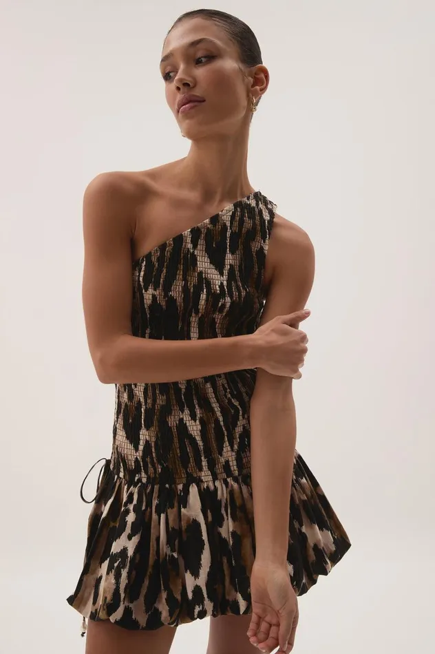 Aje Dresses Airlie One Shoulder Mini Dress Animal 8211 Women