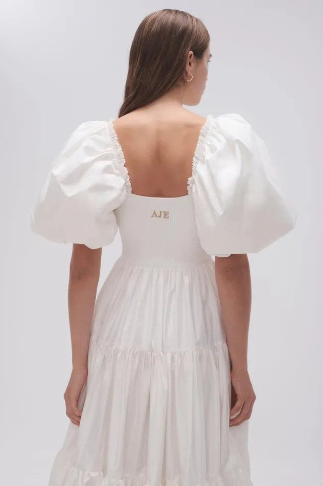 Aje Dresses Casa Puff Sleeve Midi Dress Ivory 8211 Women Aje Dresses Casa Puff Sleeve Midi Dress Ivory 8211 Women