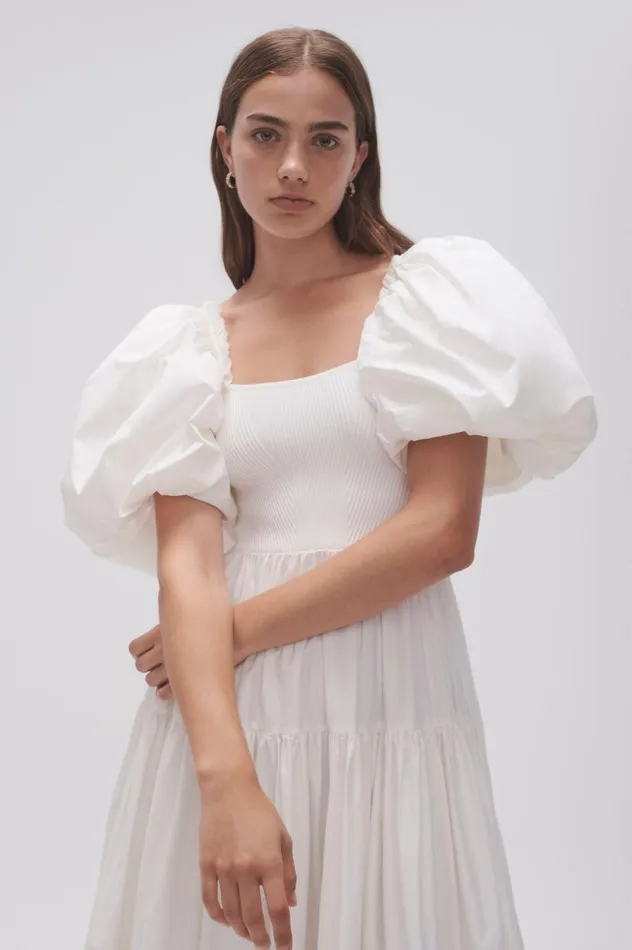 Aje Dresses Casa Puff Sleeve Midi Dress Ivory 8211 Women Aje Dresses Casa Puff Sleeve Midi Dress Ivory 8211 Women