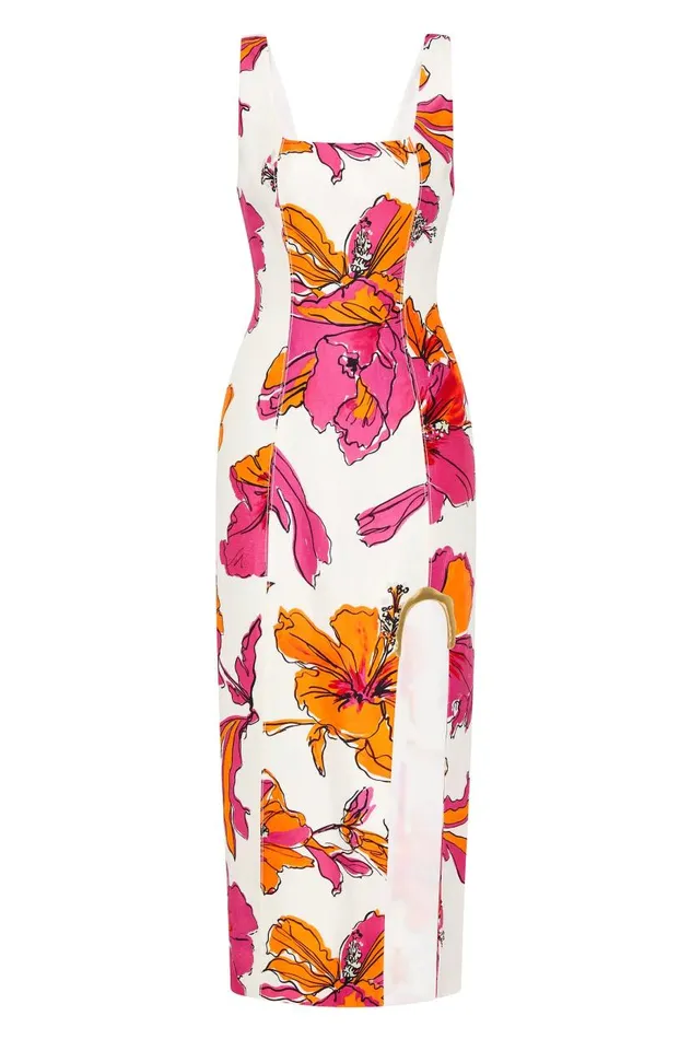 Aje Dresses Flourish Midi Dress Vivid Hibiscus 8211 Women