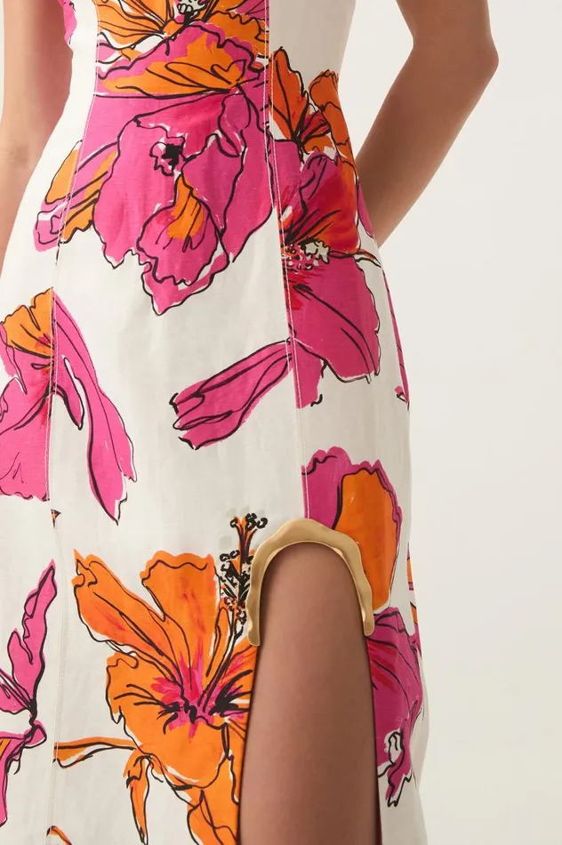 Aje Dresses Flourish Midi Dress Vivid Hibiscus 8211 Women