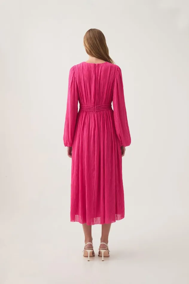 Aje Dresses Genevieve Pleated Midi Dress Azalea Pink 8211 Women