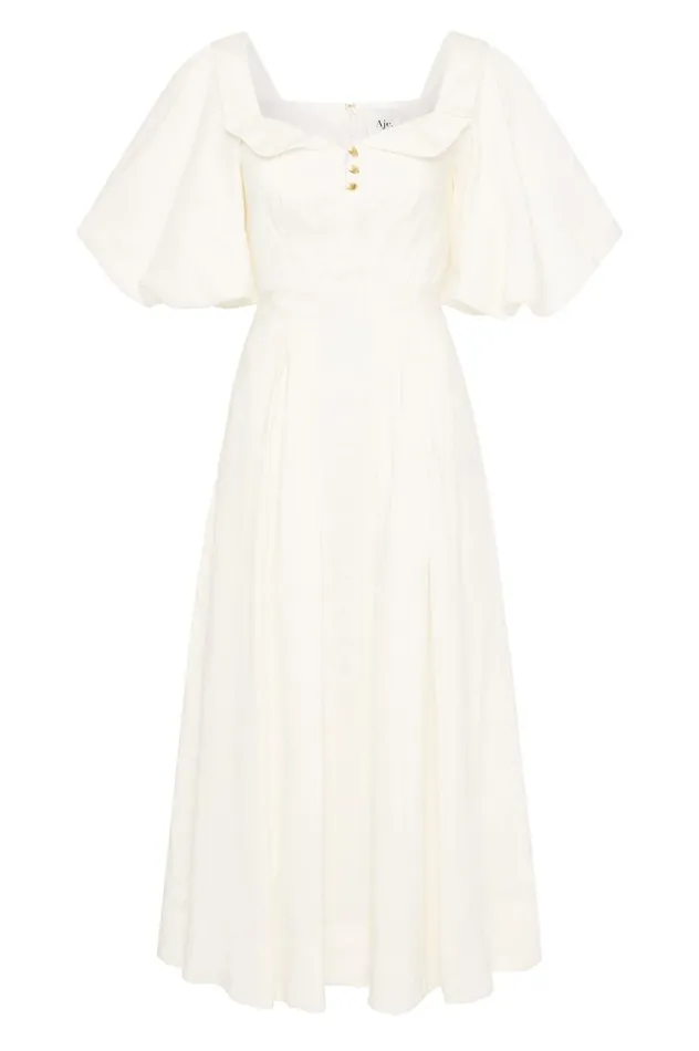 Aje Dresses Jessica Frill Midi Dress Ivory 8211 Women Aje Dresses Jessica Frill Midi Dress Ivory 8211 Women