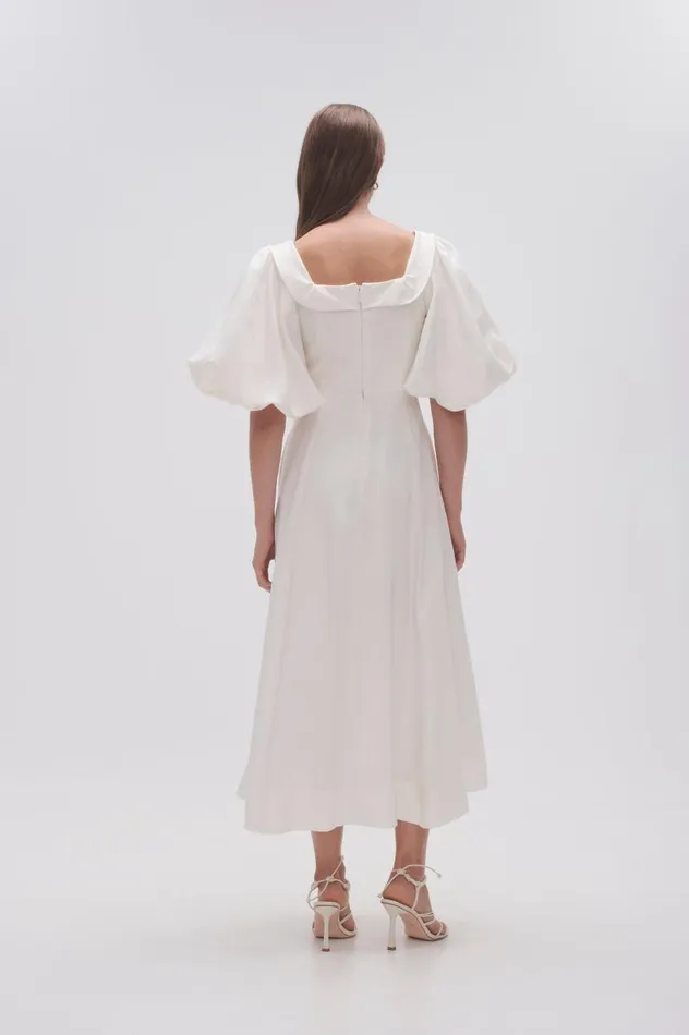 Aje Dresses Jessica Frill Midi Dress Ivory 8211 Women Aje Dresses Jessica Frill Midi Dress Ivory 8211 Women
