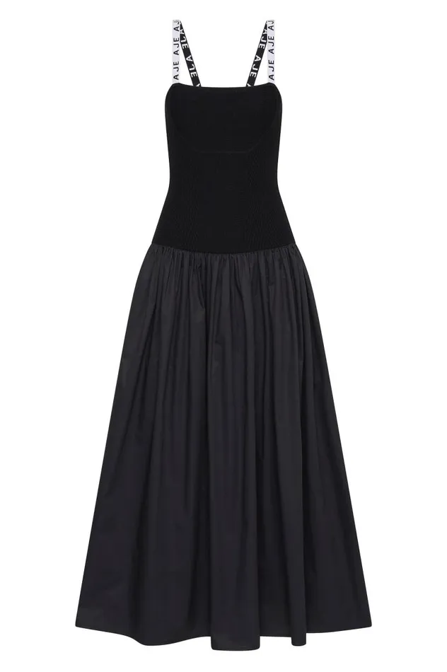 Aje Dresses Leana Knit Midi Dress Black 8211 Women Aje Dresses Leana Knit Midi Dress Black 8211 Women