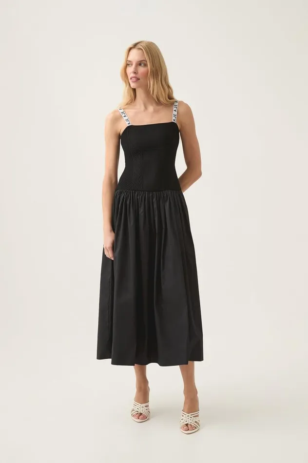 Aje Dresses Leana Knit Midi Dress Black 8211 Women Aje Dresses Leana Knit Midi Dress Black 8211 Women